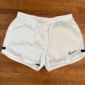 Nike Dri-FIT Athletic Soccer Shorts White Black Stripe Extra Large XL